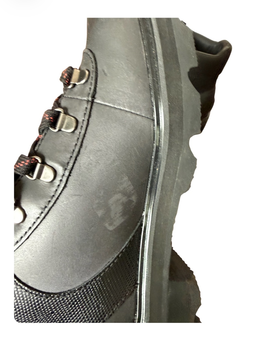 Sorel Lennox Waterproof Black Leather Hiking Boots with Red-Trim Laces-Size 10 - Picture 12 of 14